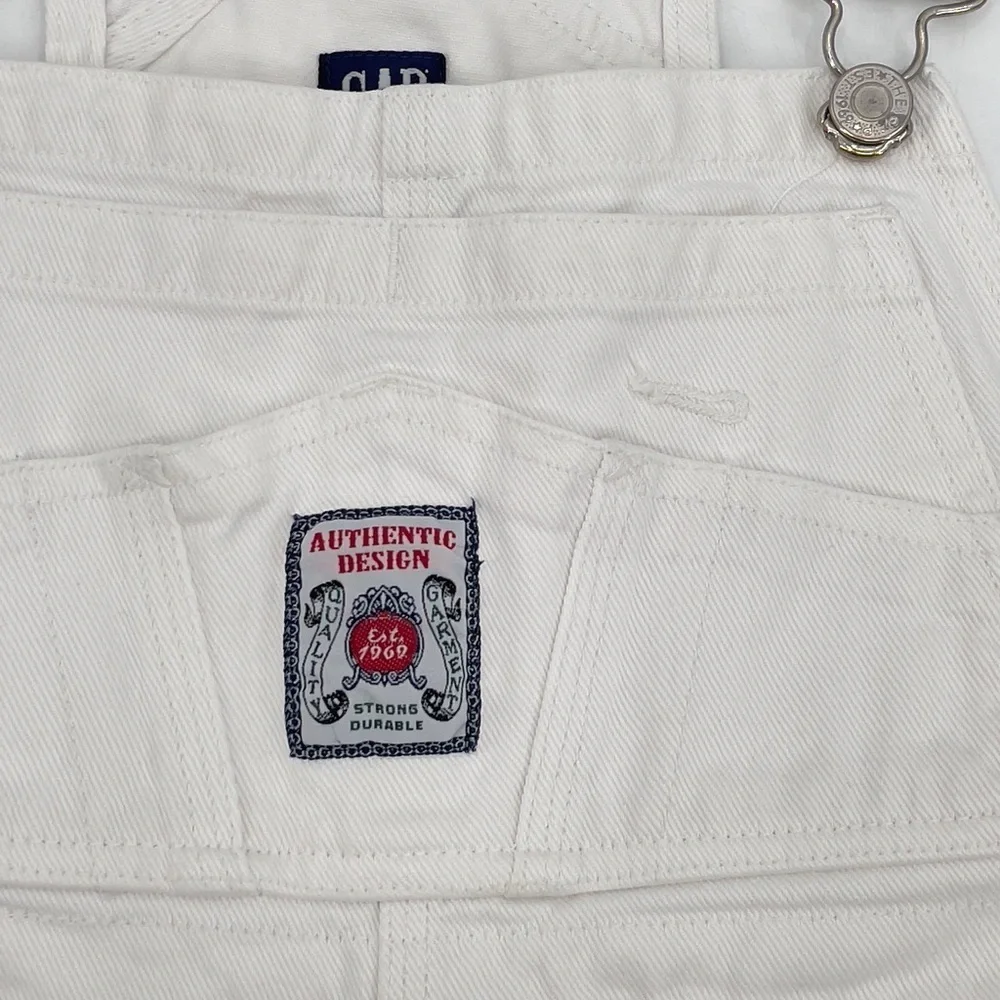 Vintage Y2K GAP Shortalls White Overalls Shorts 100% Cotton | Kids XL Women's XS - Picture 11 of 12